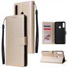 For Samsung A10S A20S Cellphone Cover Mobile Phone Shell Buckle Closure Cards Slots PU Leather Smart Shell with Wallet Overall Protection gold