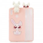 For Samsung A11 Soft TPU Back Cover Cartoon Painting Mobile Phone Case Shell with Bracket big eared rabbits