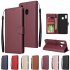 For Samsung A30 A20 Flip type Leather Protective Phone Case with 3 Card Position Buckle Design Phone Cover  Red wine