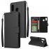 For Samsung A30 A20 Flip type Leather Protective Phone Case with 3 Card Position Buckle Design Phone Cover  black
