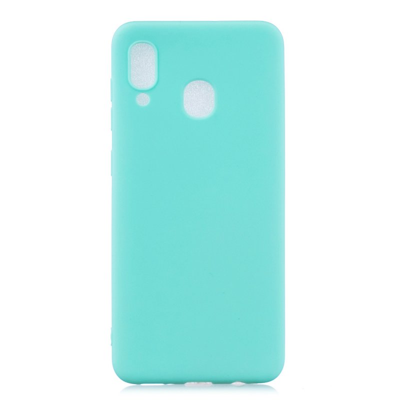 For Samsung A30 Lovely Candy Color Matte TPU Anti-scratch Non-slip Protective Cover Back Case Light blue