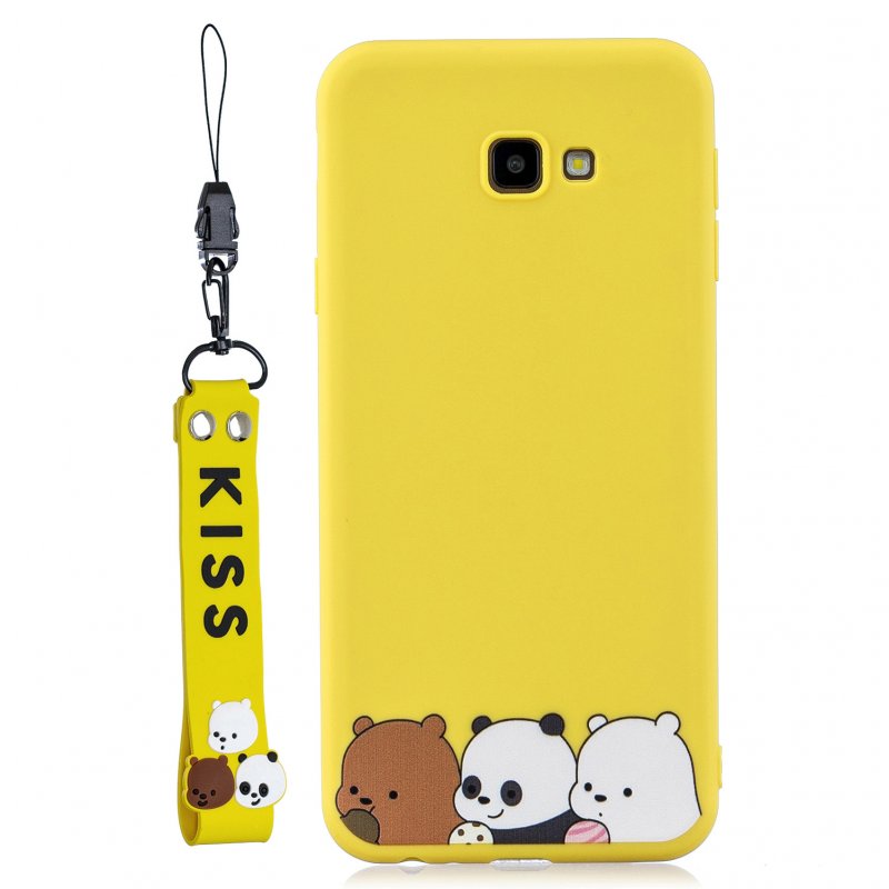 For Samsung A5 2017 Cartoon Lovely Coloured Painted Soft TPU Back Cover Non-slip Shockproof Full Protective Case with Lanyard yellow