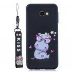 For Samsung A5 2017 Cartoon Lovely Coloured Painted Soft TPU Back Cover Non slip Shockproof Full Protective Case with Lanyard black