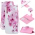 For Samsung A50 A70 Smartphone Case Overall Protective Phone Shell Lovely PU Leather Cellphone Cover with Card Slots  peach blossom