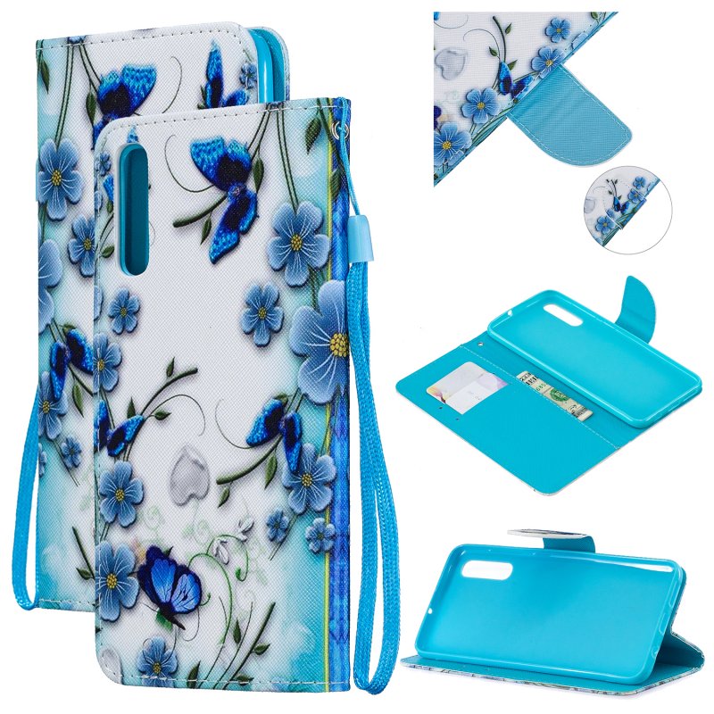 For Samsung A50/A70 Smartphone Case Overall Protective Phone Shell Lovely PU Leather Cellphone Cover with Card Slots  Magic butterfly