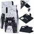 For Samsung A50 A70 Smartphone Case Overall Protective Phone Shell Lovely PU Leather Cellphone Cover with Card Slots  Black white cat