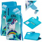 For Samsung A50 A70 Smartphone Case Overall Protective Phone Shell Lovely PU Leather Cellphone Cover with Card Slots  Rainbow horse