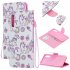 For Samsung A50 A70 Smartphone Case Overall Protective Phone Shell Lovely PU Leather Cellphone Cover with Card Slots  Watercolor flower