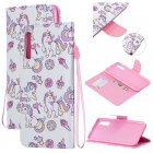 For Samsung A50 A70 Smartphone Case Overall Protective Phone Shell Lovely PU Leather Cellphone Cover with Card Slots  Ice cream unicorn