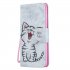 For Samsung A50 A70 Smartphone Case Overall Protective Phone Shell Lovely PU Leather Cellphone Cover with Card Slots  Red lip cat