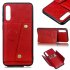 For Samsung A50 Double Buckle Non slip Shockproof Cell Phone Case with Card Slot Bracket red