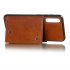 For Samsung A50 Double Buckle Non slip Shockproof Cell Phone Case with Card Slot Bracket Light Brown