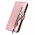 For Samsung A50 Solid Color PU Leather Zipper Wallet Double Buckle Protective Case with Stand   Lanyard Rose gold