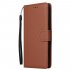 For Samsung A50 Wallet type PU Leather Protective Phone Case with Buckle   3 Card Position brown