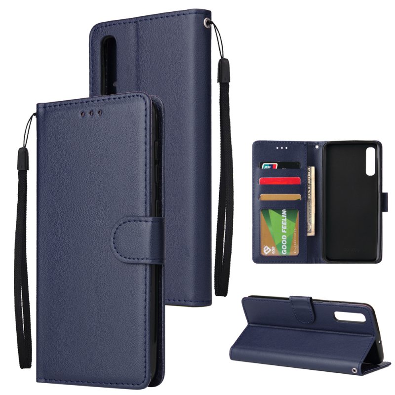For Samsung A50 Wallet-type PU Leather Protective Phone Case with Buckle & 3 Card Position blue
