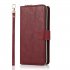 For Samsung A51 5G A71 5G Note 10 pro Pu Leather  Mobile Phone Cover Zipper Card Bag   Wrist Strap Red wine
