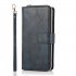For Samsung A51 5G A71 5G Note 10 pro Pu Leather  Mobile Phone Cover Zipper Card Bag   Wrist Strap blue