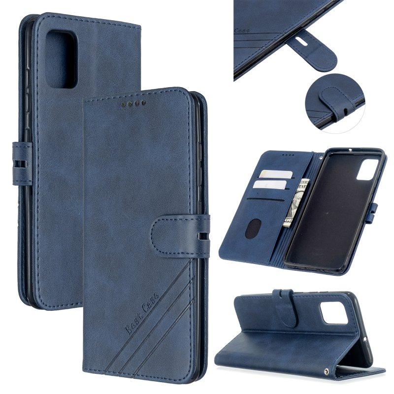 For Samsung A51/A71/M30S Case Soft Leather Cover with Denim Texture Precise Cutouts Wallet Design Buckle Closure Smartphone Shell  blue