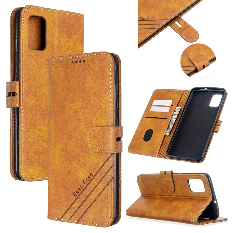 For Samsung A51/A71/M30S Case Soft Leather Cover with Denim Texture Precise Cutouts Wallet Design Buckle Closure Smartphone Shell  yellow
