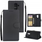 For Samsung A6 PLUS 2018 Flip type Leather Protective Phone Case with 3 Card Position black