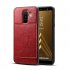 For Samsung A6 Plus 2018 Phone Holder Protective Cover with Card Pocket  red