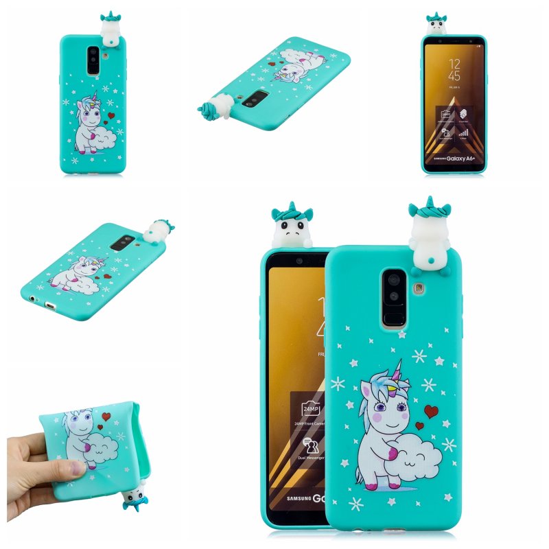 For Samsung A6 plus 2018 3D Cartoon Lovely Coloured Painted Soft TPU Back Cover Non-slip Shockproof Full Protective Case Love unicorn