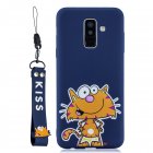For Samsung A6 plus 2018 Cute Coloured Painted TPU Anti scratch Non slip Protective Cover Back Case with Lanyard sapphire