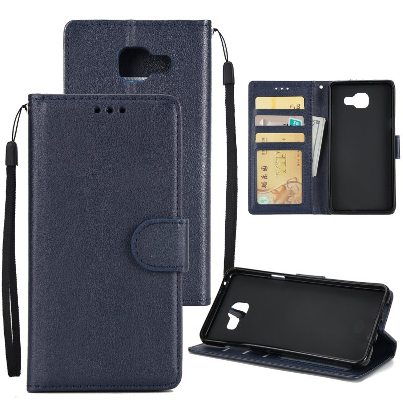 For Samsung A7 2017/A720 PU Leather Cell Phone Case Protective Cover Shell with Buckle blue