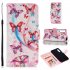 For Samsung A7 2018 3D Coloured Painted Leather Protective Phone Case with Button   Card Position   Lanyard purple flower
