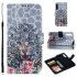 For Samsung A7 2018 3D Coloured Painted Leather Protective Phone Case with Button   Card Position   Lanyard Stage owl