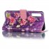 For Samsung A7 2018 3D Coloured Painted Leather Protective Phone Case with Button   Card Position   Lanyard purple flower
