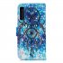 For Samsung A7 2018 3D Coloured Painted Leather Protective Phone Case with Button   Card Position   Lanyard Blue wind chime