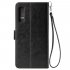 For Samsung A7 2018 A750 Solid Color PU Leather Zipper Wallet Double Buckle Protective Case with Stand   Lanyard black