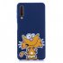 For Samsung A7 2018 Cartoon Lovely Coloured Painted Soft TPU Back Cover Non slip Shockproof Full Protective Case with Lanyard sapphire
