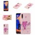 For Samsung A7 2018 Cartoon Lovely Coloured Painted Soft TPU Back Cover Non slip Shockproof Full Protective Case with Lanyard Light pink