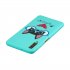 For Samsung A7 2018 Cartoon Lovely Coloured Painted Soft TPU Back Cover Non slip Shockproof Full Protective Case with Lanyard Light blue
