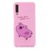 For Samsung A7 2018 Cartoon Lovely Coloured Painted Soft TPU Back Cover Non slip Shockproof Full Protective Case with Lanyard Rose red