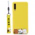 For Samsung A7 2018 Cartoon Lovely Coloured Painted Soft TPU Back Cover Non slip Shockproof Full Protective Case with Lanyard yellow