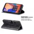 For Samsung A7 2018 Denim Pattern Solid Color Flip Wallet PU Leather Protective Phone Case with Buckle   Bracket black