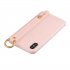 For Samsung A7 2018 Simple Solid Color Chic Wrist Rope Bracket Matte TPU Anti scratch Non slip Protective Cover Back Case 6 light pink