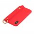 For Samsung A7 2018 Simple Solid Color Chic Wrist Rope Bracket Matte TPU Anti scratch Non slip Protective Cover Back Case 4 red