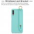 For Samsung A7 2018 Simple Solid Color Chic Wrist Rope Bracket Matte TPU Anti scratch Non slip Protective Cover Back Case 10 beans green