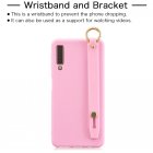 For Samsung A7 2018 Simple Solid Color Chic Wrist Rope Bracket Matte TPU Anti-scratch Non-slip Protective Cover Back Case 5 dark pink