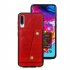 For Samsung A70 Double Buckle Non slip Shockproof Cell Phone Case with Card Slot Bracket red