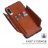 For Samsung A70 Double Buckle Non slip Shockproof Cell Phone Case with Card Slot Bracket Light Brown