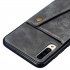 For Samsung A70 Double Buckle Non slip Shockproof Cell Phone Case with Card Slot Bracket gray