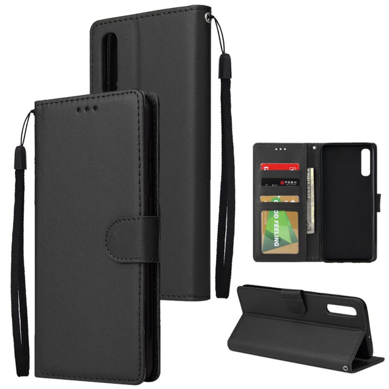 For Samsung A70 Wallet-type PU Leather Protective Phone Case with Buckle & 3 Card Position black