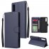 For Samsung A70 Wallet type PU Leather Protective Phone Case with Buckle   3 Card Position blue
