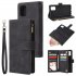 For Samsung A71 Case Smartphone Shell Precise Cutouts Zipper Closure Wallet Design Overall Protection Phone Cover  Black