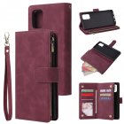 For Samsung A71 Case Smartphone Shell Precise Cutouts Zipper Closure Wallet Design Overall Protection Phone Cover <span style='color:#F7840C'>Wine</span> red
